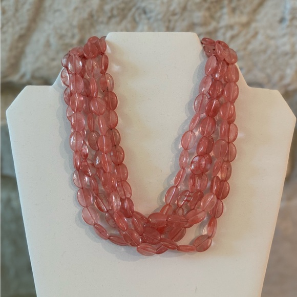 Cherry Quartz Multi-strand Beaded Necklace - Picture 3 of 4